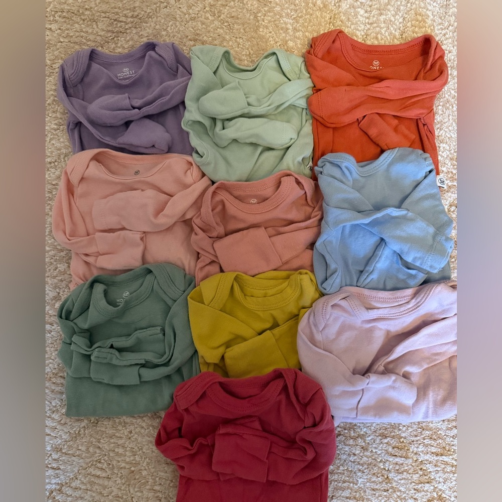 Set of 10 Honest Baby Long Sleeve Onesies